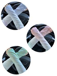 3/1pc Women's Ice Silk Breathable Gloves, Summer Driving UV Protection Arm Sleeves, Arm Protection, Sun Protection Ice Sleeves, Beach Accessories - Loose Fit - View 16