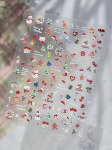 1pc 5D Cute Winter Cartoon Nail Stickers Mini Christmas Snowman Elk Santa Self‑Adhesive Nail Art Decals For Manicure Decor - Multicolor - View 8