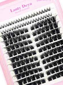 Black Mixed Length Natural Fluffy DIY Eyelash Clusters, Single Cluster False Eyelashes For Home Use - D - View 3