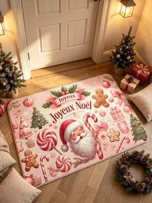 1pc Candy & Lollipop Christmas Blanket, Door Mat, Small Rug, Welcome Mat, Carpet, Floor Mat, Outdoor Door Mat, Kitchen Rug, Home Decor, Front Door Mat, Area Rug, Outdoor Mat, Home Decor, Area Carpet, Garden Rug, Washable Carpet - Multicolor - View 5