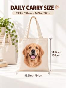 Tas Tote Foto dan Nama Hewan Peliharaan yang Dipersonalisasi, Tas Bahu Kapasitas Besar, Tas Tote Lipat yang Dapat Disesuaikan dengan Logo Nama, Tersedia dalam Berbagai Warna, Tas Bahu Kapasitas Besar Warna Polos, Cocok untuk Kerja - MultiWarna - View 8