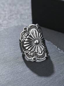 ZHIXUN 1pc Vintage Simple Bohemian Carving Ring Women's Declaration Jewelry Daily Stackable Wear Party Gifts - Ring - View 10