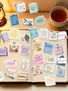 50pcs Encouragement Message Stickers For Decorating Switches, Water Cups, Laptop, Phone Case, Tablet, Luggage, Planner, Notebook, Diary, Scrapbook, Guitar, Skateboard - Encouraging Comment Text - View 3