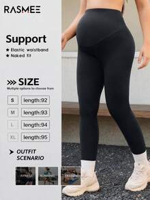 無縫高彈力孕婦瑜伽褲 女款護肚透氣柔軟健身緊身褲 - 灰色 - 查看 3
