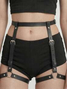 1 buah Garter Paha Gothic Hitam Wanita, Aksesori Gelap, Cocok untuk Pakaian Klub, Disko, dan Pesta - Hitam - View 3