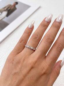 1pc Moissanite Ring Minimalist Full Pave Eternity Band Ring Perfect For Women's Wedding Stacking And Daily Wear - Diamond Moissanite Ring - View 5