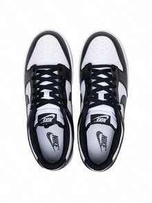 Nike Men's 2026 New DUNK LOW RETRO Vintage Color-Block Sneakers HF5441-100 - Black and White - View 4