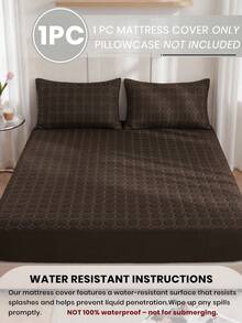 1pc Waterproof Fitted Sheet, Comfortable Mattress Protector, Deep Coffee Brown Mattress Cover, Room Decor, Skin-Friendly & Breathable, Suitable For Single/Double/Queen/King Size Beds, All Season, Machine Washable, Dorm Bedding, Back To School - Coffee Brown - View 3