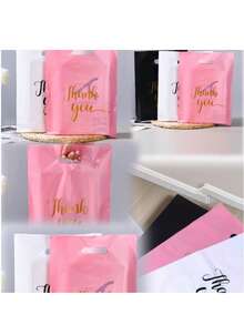 100 Pcs Black White Pink Thank You Gift Bags Birthday Party Wedding Portable Gift Packaging Plastic Bags With Handles For Party, Birthday, Wedding And Other Occasions. - Multiple Styles - View 5