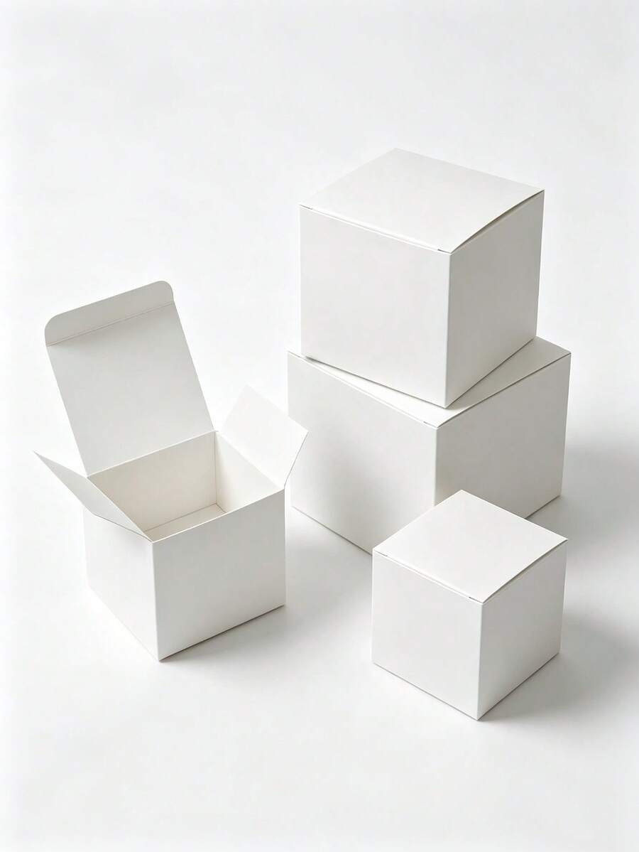 White Cardboard Gift Box With Lid, Multi-Purpose Holiday Decoration Box, Store Product Packaging Box, Suitable For Crafts, Party Favors, Bridesmaids/Groomsmen, Valentine's Day Gifts, Easy To Assemble - Multiple Styles - View 1