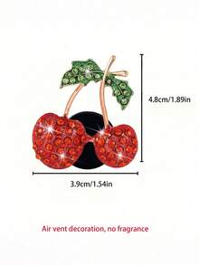 2/4pcs Rhinestone Cherry Car Air Vent Decor, Full Crystal Alloy Cherry Interior Decoration, Women's Car AC Outlet Ornament - Diamond - View 4