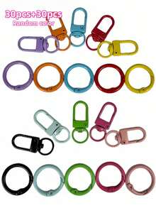 8pcs New Macaron Color Painted Door Buckle Spring Clip Keychain Pendant, Creative Colorful Ring Bag Accessory (Random Color) - Multicolor - View 9