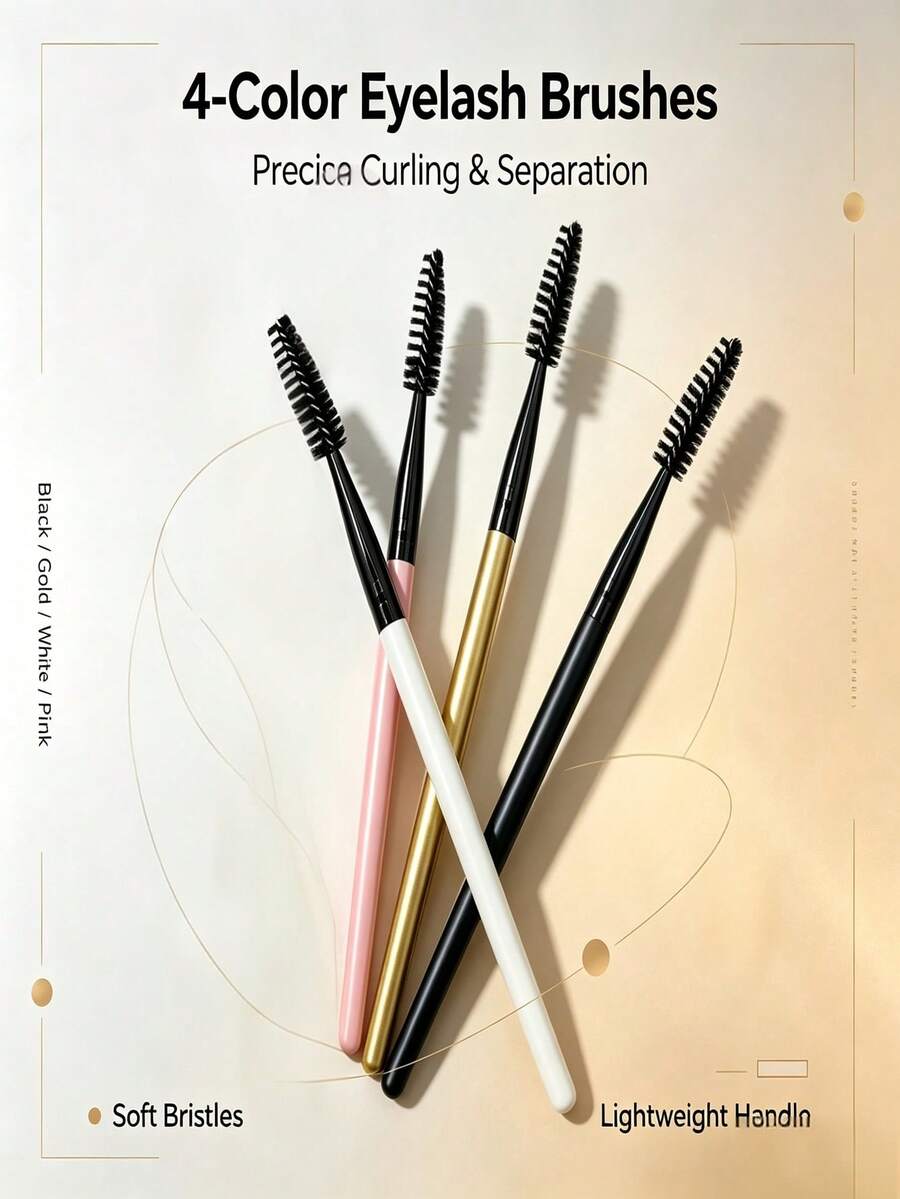 4 Colors Long Handle Spoolie Brush Reusable Eyelash Eyebrow Brush Makeup Tool For Lash Extension