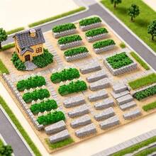 33Pcs Miniature Garden Landscape Accessories Kit, Mini Stone Wall & Hedge Fence Set, Dollhouse Micro Landscape Diorama Fairy Garden Scene Building Decor - Garden Landscape - View 5