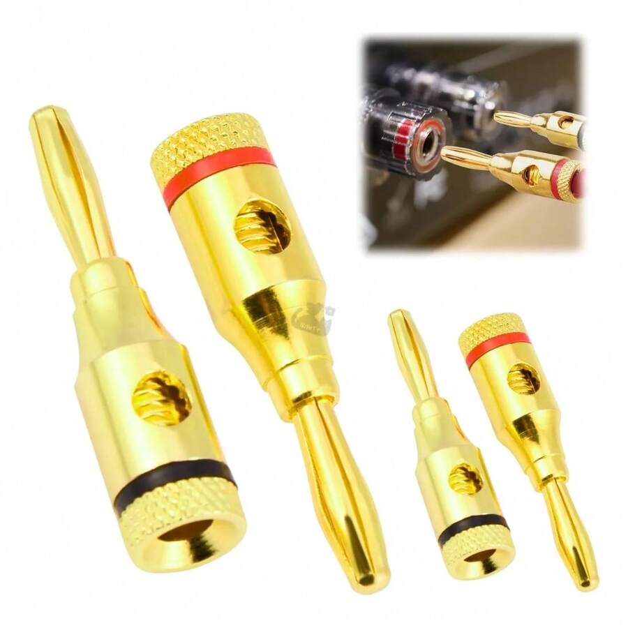 4pz De Conector Banana,4mm Para Cable Estéreo Altavoces - Negro/Rojo - Ver 1