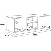 Mueble para TV Málaga de Melamina - Centro de Entretenimiento Moderno con Compartimentos y Almacenamiento - Caqui - Ver 7