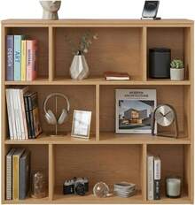 Canadá Mueble Librero de Melamina - Estantería Moderna con Compartimentos y Cajones, Diseño Minimalista para Sala, Oficina o Dormitorio - Color madera natural - Ver 6