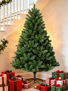 1pc Artificial Christmas Tree, With Metal Stand, Full Dense Branches, Easy Assembly, Reusable, Great For Christmas Scenery, Suitable For Shop & Home Decoration, Indoor & Outdoor Use, Christmas Tree Only, Accessories Not Included - Multiple Specifications - View 5