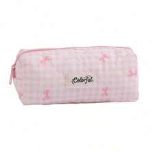 Bowknot Pencil Case Student Stationery Storage Bag Girl Simple Makeup Bag Pencil Box Stationery Box Soft Makeup Bag Pencil Case - Multicolor - View 5