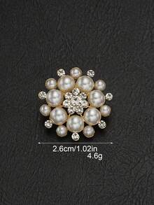 4pcs/Pack Flower-Shaped Rhinestone & Pearl High-End Metal Buttons For Wedding Decor, Clothing, Jewelry Making, DIY Shoes, Hats, Bags, Handmade Sewing Accessories - Multicolor - View 15