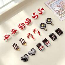 20/50/100pcs Christmas Style Chocolate Candy Cane Resin Charms, Realistic Candy Popsicle DIY Cream Glue Phone Case Hair Clip Handmade Stickers - Random Mix - Multicolor - View 8