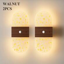 Crystal Sensor Wall Light Acrylic Wall Lamp USB Night Light Decorative Wall Light Wireless Wall Light Battery Powered Alloy Design Rechargeable Magnetic Night Light Suitable For Hallway, Cabinet And Room Decoration - Round Multicolor - View 24