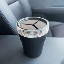 1pc Multifunctional Car Mini Trash Can With Lid, Coin Storage Desktop Organizer Ashtray Holder Box Cup Holder Garbage Bin - A - View 7