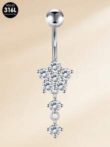 TOKRING Belly Button Rings For Women 14G Dangle Navel Piercing Jewelry,Stainless Belly Rings With CZ Butterfly Flower Teardrop,Belly Navel Rings For Beach - Belly ring - View 6
