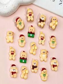 10/30pcs Random Cartoon Cute Mini Christmas Gingerbread Man Nail Art Decoration, Flat 3D Small Doll, Suitable For DIY , Jewelry Making And Nail Products, Nail Charm - Multicolor - View 4