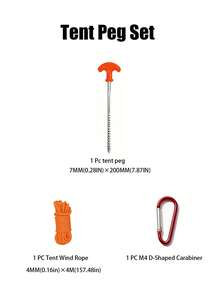 3PCS.6PCS. Spiral Tent Peg Hook Set | T-Handle Screw Tent Stakes With Guy Ropes And Hooks - Multicolor - View 12