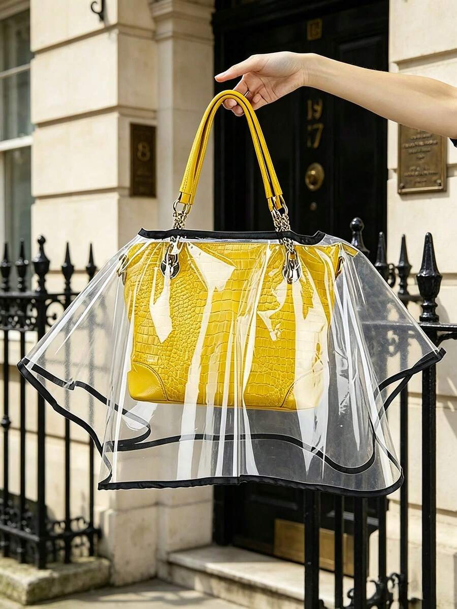 Transparent Handbag Rain Cover, Waterproof & Dustproof Protective Sleeve, Universal Handbag Raincoat, Transparent PVC Bag Cover Suitable For Daily Commute & Travel, Reusable Handbag Protective Cover, Dustproof & Stain-Resistant, Portable Bag Raincoat, Essential Travel Accessory, Perfect Gift For Bag Lovers - Multicolor - View 1
