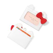 Cute Cat Ear Bow Lanyard Card Holder, PU Material Student Office ID Badge Holder Wallet - Multicolor - View 7