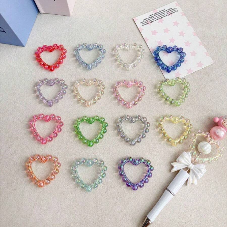 20PCS/Acrylic Heart Frame UV Color Print, Straight Hole DIY Jewelry Pendant For Beading