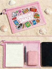 Mesh Makeup Bag With Cute Cartoon Snack Patterns, Multifunctional Makeup Bag That Can Store Snacks, Portable Storage Bag, Holiday Essential, Snack Storage Bag, Travel, Dorm, Bridal Gift, Birthday Gift - Multicolor - View 10