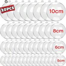 10pcs Clear Fillable Plastic Christmas Balls, Transparent Hollow Acrylic DIY Handmade Decoration Balls, Reusable Hanging Ornaments For Christmas Tree, Suitable For Holiday Home Wedding Party Decoration - Clear - View 6