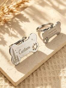 Custom Dog Bone Pet ID Tag Personalized Engraved Keychain Anti-Lost Pet ID Tag Key Ring Stainless Steel Jewelry Pet Owner Gift Letter Jewelry Daily Wear - Multicolor - View 8