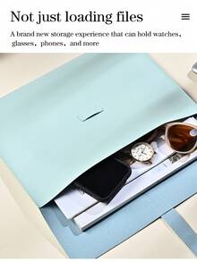 A4 Fashion PU Envelope Style Document Folder, Snap Closure, Business Document Bag, Portable Paper Contract Storage Folder, Multi-Color, Office School Business Travel Stationery Supplies - Single Piece - View 8