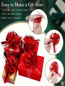 10/5pcs Scenes Elegant Satin Ribbon Bows | Maroon And Golden, Shiny PP Material, Suitable For Weddings, Parties, Christmas, Valentine'S Day, Birthdays, Packaging | Durable Craft Ribbon - Set - View 4