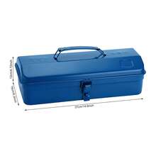 OUKANING Lockable Portable Metal Tool Box With Steel Latch, Cold‑Rolled Iron Hardware Tool Storage Carry Case, 2 Colors Available, Tools Not Included - Blue - View 5