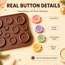 2pcs Button Chocolate Silicone Mold, 19-Cavity 4-Hole Candy Mold, Non-Stick Silicone DIY Button Shape Mold For Cakes, Cupcakes, Cookies, Birthday Party Dessert Decoration, Christmas Home Decor, Kitchen Gadget, Kitchen Utensil, Ramadan, Arabic Coffee Cup, Kitchen Decor, Kitchen Accessory, Kitchen Supplies, Home Accessory, Kitchen Storage, Holiday Essential, Kitchen Essential, Kitchen Decor And Accessory, Home Essential, College Essential, 2026 Christmas Decoration - Multicolor - View 7