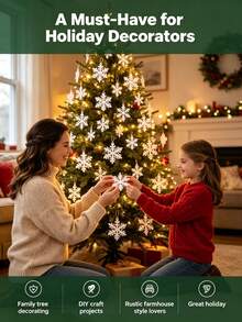 Christmas Snowflake Decorations - White Plastic Snowflakes, Suitable For Christmas Trees, Weddings And Window Decor, Ideal For Holiday And Party Celebrations, Create Christmas Atmosphere, Winter Essential - Multicolor - View 4
