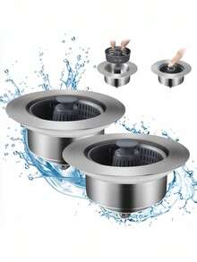 1/2pcs 3-In-1 Kitchen Sink Strainer And Plug Set, Durable ABS Material, Anti-Odor & Anti-Clogging, Effectively Traps Food Debris, Prevents Drain Pipe Clogging, Push-Button Pop-Up Design, Easy Operation - One Size Fits All - View 6