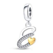 1pc S925 Sterling Silver Letter Pendant, Rhinestone Inlaid Dual Color Heart Design, 26 English Letters Available, Exquisite Hollow Craftsmanship, Original Bracelet Necklace DIY Pendant Chain Jewelry Making, Personalized Name Identifier Accessory, Suitable For Daily Wear And Holiday Gifts, Comes With Elegant Gift Box - Silver - View 24