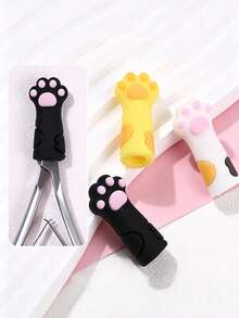 Cute Cat Paw Shaped Protective Covers, Suitable For Scissors, Tweezers And Nail Clippers; Soft Tip Protective Covers, Convenient For Storage, Ideal Gift For Christmas Or Halloween, Sewing Accessories - Multicolor - View 3