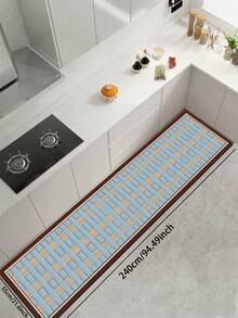 1pc Geometric Grid Patchwork Diatomaceous Earth Kitchen Mat, 3.5mm Thick, Cuttable, Luxury Absorbent Cushioning, Suitable For Kitchen Carpet, Bathroom Mat, Outdoor Garden Decor And Multiple Scenarios - Multicolor - View 18