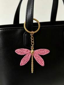 Woven Dragonfly Bag Charm, Soft Beige Keychain, Women's Tote Bag Accessory, Versatile Gift Pendant - Multicolor - View 5