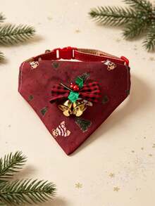 Christmas Dog Collar, Adjustable Non-Slip Design, Santa Claus And Christmas Tree Print, Christmas Cat Gift, Holiday Party Decoration, Suitable For Cats And Small Dogs - Multicolor - View 7