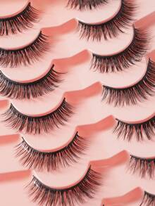 7Pairs Manga Lashes, Wispy Anime False Eyelashes Natural Look, Fluffy Spiky Doll Eyelashes - Black - View 8