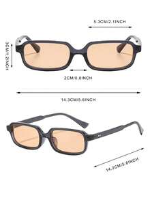 1 Pair Men's Transparent Blue Gray Rectangular Frame Rivet Decor Casual Fashion Glasses - Transparent Blue Gray - View 4