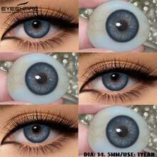 عدسات لاصقة ملونة ناعمة من Eyeshare، قطعتان باللون الأزرق، عدسات تجميلية عصرية لتغيير لون العين ومكياج البؤبؤ - الأزرق - مشاهدة 4